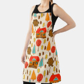 森の家々とシームレスな模様。ビンタグ エプロン (インサイチュ)