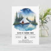 森の小川でキャンプアウト誕生日 招待状 (スタンド正面)