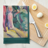 森の小径のカップル（August Macke作） キッチンタオル (四つ折り)