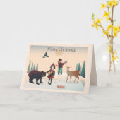 💕森の少年と動物のクリスマス2 カード (黄色い花)