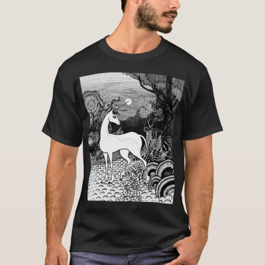 森の少年のかげにいる最後のユニコーン Tシャツ (正面)