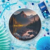 森の山の地平線と日の出 ペーパープレート (パーティー)