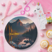 森の山の地平線と日の出 ペーパープレート (パーティー)