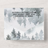 森の山の水彩画 ウェディング オールインワン招待状 (裏面)