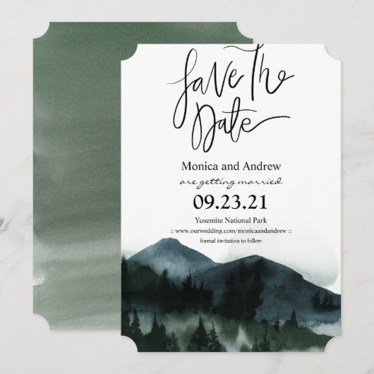 森の山のSave the Date 招待状 (正面/裏面)