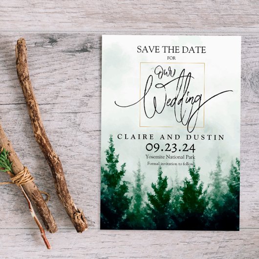 森の山のSave the Date 招待状