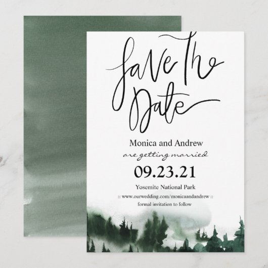 森の山のSave the Date 招待状 (正面/裏面)
