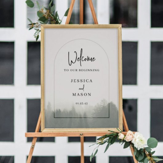 森の山林パイン結婚の歓迎サイン ポスター