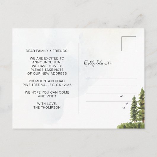 森の山森の新しい首が動く 案内ポストカード (裏面)