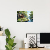 森の川の隣のキャビン ポスター (ホームオフィス)