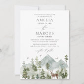 森の常緑樹の山での結婚式の招待状 招待状 (正面)