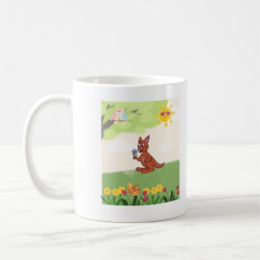 森の幸せなカンガルー コーヒーマグカップ (左)