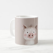 森の幸せなピンクの豚 コーヒーマグカップ (正面左)