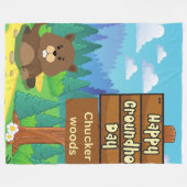 森の幸せな土食の日 フリースブランケット (正面(横))