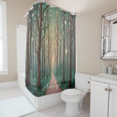 森の幻影:ナイトウッドのフローティングライト シャワーカーテン (インサイチュ)