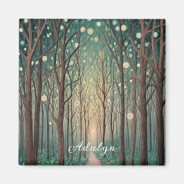 森の幻影：ナイトウッドのフローティングライト マグネット