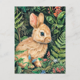 森の床に座っているウサギのかわいいスケッチ ポストカード