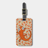 森の床に赤い斑点のあるニワトリ白 ラゲッジタグ (正面縦)