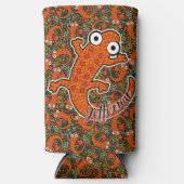 森の床に赤い斑点のあるニワトリ黒 スリム缶クーラー (正面)