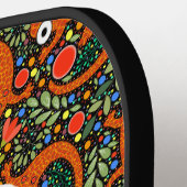 森の床に赤い斑点のあるニワトリ黒 ピックルボールラケット (左詳細)