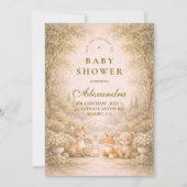 森の庭の動物たち ベビーシャワー 招待状 (正面)