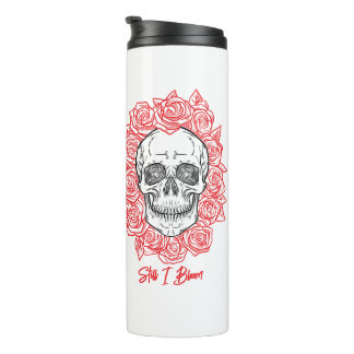 森の形見！スカルとバラ、手書き タンブラー