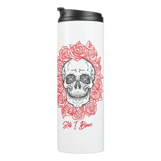 森の形見！スカルとバラ、手書き タンブラー (回転右)