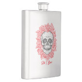 森の形見！スカルとバラ、手書き フラスク (右)