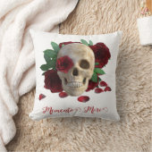 森の形見。赤いバラのスカル クッション (ブランケット)