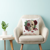 森の形見。赤いバラのスカル クッション (椅子)