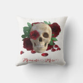 森の形見。赤いバラのスカル クッション (裏面)