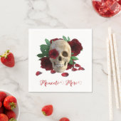 森の形見。赤いバラのスカル スタンダードカクテルナプキン (インサイチュ)