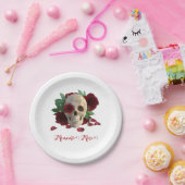 森の形見。赤いバラのスカル ペーパープレート (パーティー)