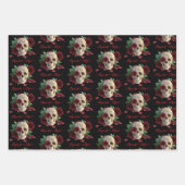 森の形見。赤いバラのスカル ラッピングペーパーシート (正面2)