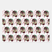 森の形見。赤いバラのスカル ラッピングペーパーシート (正面)