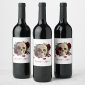 森の形見。赤いバラのスカル ワインラベル (ボトル)