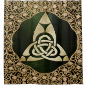 森の影のケルト三位一体ノット シャワーカーテン (正面)