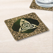 森の影のケルト三位一体ノット スクエアペーパーコースター (アングル)