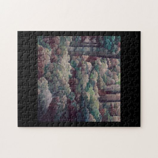 森の影アート緑と茶色 ジグソーパズル (横)