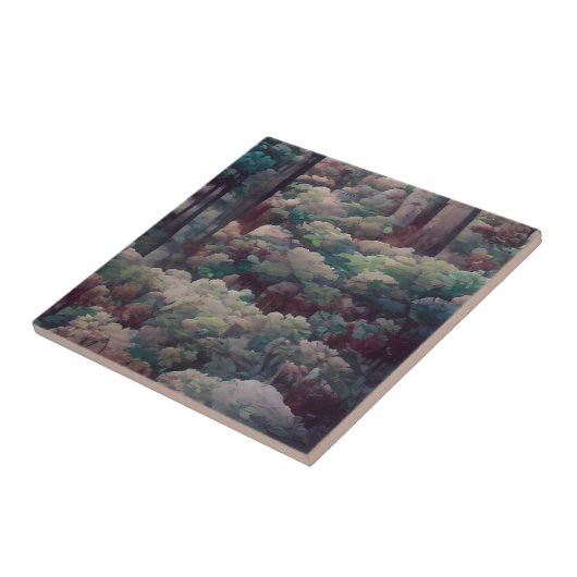 森の影アート緑と茶色 タイル (側面)