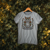 森の心を持つ賢い茶色のフクロウ Tシャツ