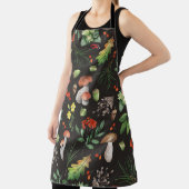 森の恵み:水色キノコのパターン エプロン (インサイチュ)