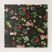 森の恵み：水色キノコのパターン ジグソーパズル (横)