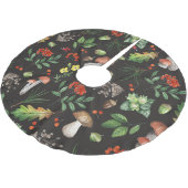 森の恵み:水色キノコのパターン ブラッシュドポリエステルツリースカート (アングル)