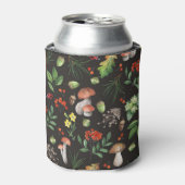 森の恵み：水色キノコのパターン 缶クーラー (缶正面)