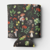 森の恵み：水色キノコのパターン 缶クーラー (裏面)