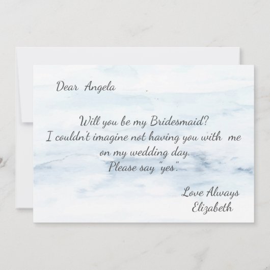 森の情景とストリングライトの水彩画、ブライズメイドカード 招待状 (裏面)