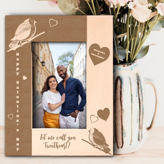 森の愛ささやき、バレンタインの鳥 レーザー彫刻フレーム