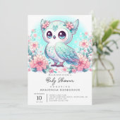 森の愛らしいフクロウのベビーシャワー 招待状 (スタンド正面)