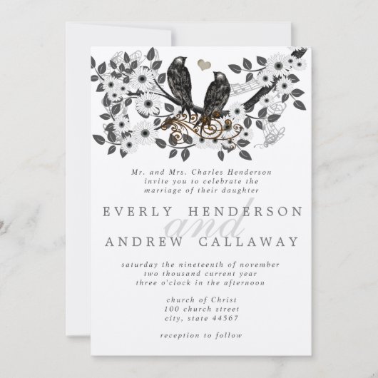 森の愛結婚鳥 招待状 (正面)